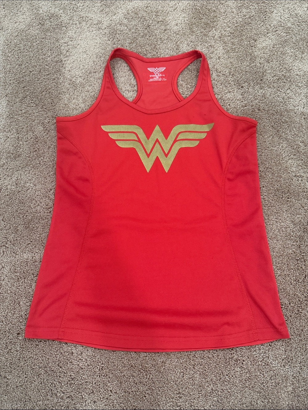 Wonder Woman Red Racerback Tank with Gold Emblem